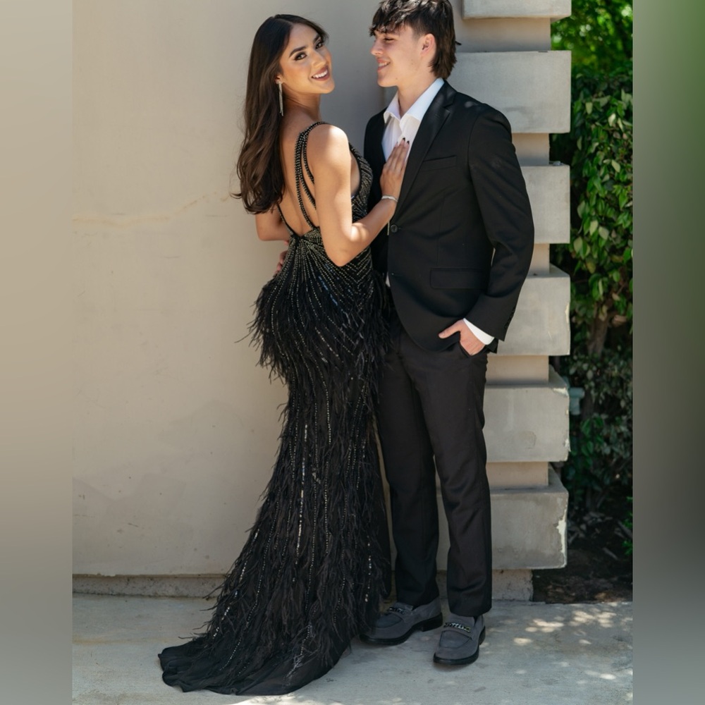 Black and silver prom dress